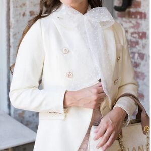 Dainty Jewells Cream Double-Breasted Blazer